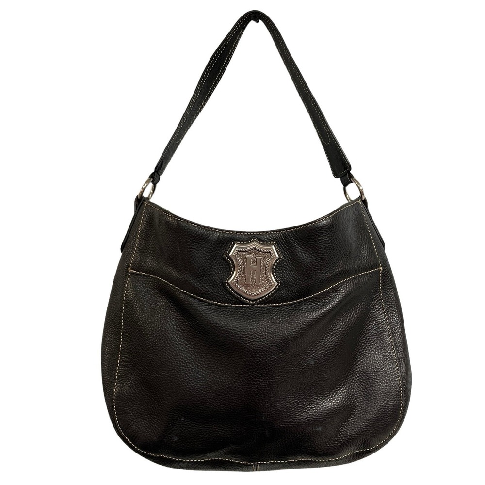 JW‎ Hulme Shoulder Bag Purse Crest Heritage Pebbled Black Leather Professional